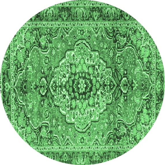 Ahgly Company Indoor Round Persian Emerald Green Traditional Area Rugs, 7' Round