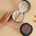 thumbnail image 5 of Fuzoiu Winter Holiday Christmas Print Portable Jewelry Box,Round Mini Leather Travel Jewelry Case,Small Travel Jewelry Organizer,Jewelry Holder for Ring Necklace Earring for Women Girls-Black, 5 of 7