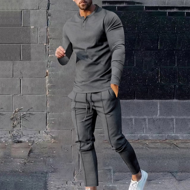 TIMIFIS Survêtement pour Homme 2 Pcs à Capuche, Ensemble de Sport Athlétique, Chandail à Enfiler Décontracté pour Course, Jogging, Ensemble de Tenue de Sport SetsFall
