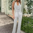 thumbnail image 4 of GZWYHT Sets for Women Jumpsuits for Women Summer New European And American Jumpsuit Lady'S Sleeveless Neck Sequin Pants Women Pants Romper Wedding Lounge Sets for Women Summer Sets for Women Silver S, 4 of 9