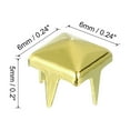 thumbnail image 2 of Paquete de 100 remaches en forma de pirámide para ropa, remaches cuadrados de 6 mm de 4 garras, tachuelas de pirámide de metal dorado para manualidades, 2 of 7