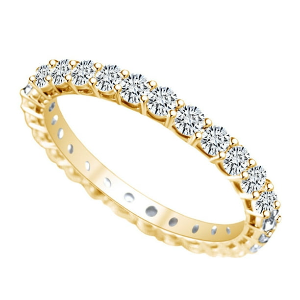 Jewel Zone US Round Shape White Cubic Zirconia Full Eternity Wedding