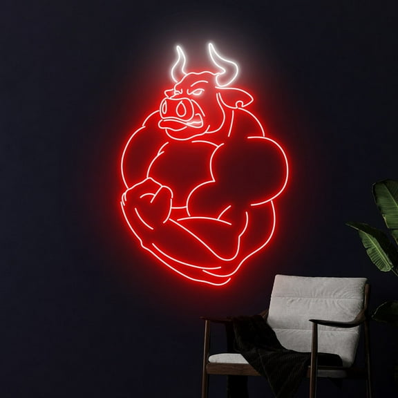Handmadetneonsign Bull Neon Sign, Bull Neon Light, Buffalo Led Sign, Custom Animal Neon Light