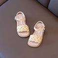 thumbnail image 5 of BOBOGOJP Girls Sandals Braided Upper Flat Dress Sandals Round Open Toe Summer Shoes Little Kid/Big Kid Yellow for Size 8, 5 of 6