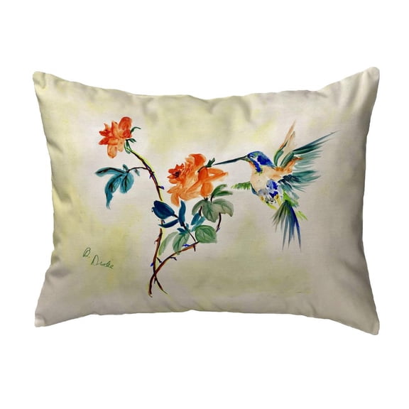 Betsy Drake Interiors Hummingbird & Rose No Cord Pillow 16x20