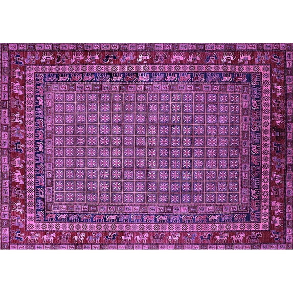 Ahgly Company Indoor Rectangle Oriental Purple Industrial Area Rugs, 6' x 9'