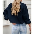 thumbnail image 4 of Zeagoo Womens Work Shirts Cropped Button Down Long Sleeve Tops V Neck Collared Business Casual Blouses, 4 of 6