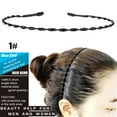 thumbnail image 1 of Diademas para mujer, diadema cuadrada de metal para hombre y mujer, diadema deportiva, aro para el pelo, peine, banda para el pelo negra., 1 of 3