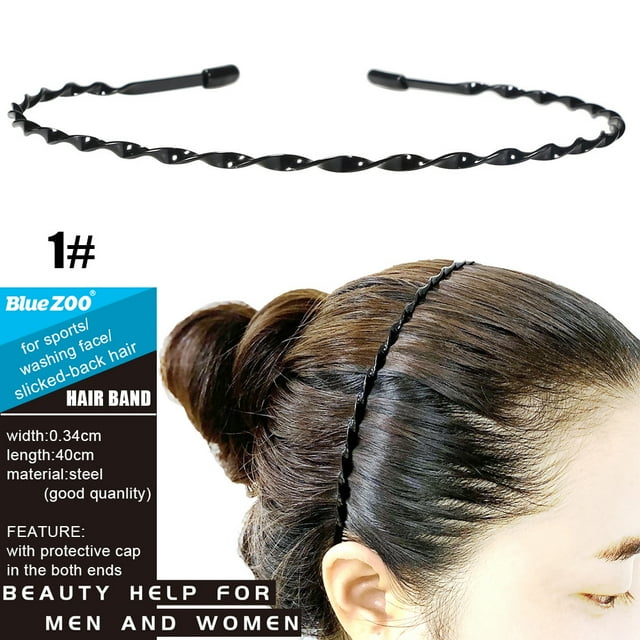 Diademas para mujer, diadema cuadrada de metal para hombre y mujer, diadema deportiva, aro para el pelo, peine, banda para el pelo negra.