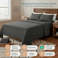 thumbnail image 4 of Casa Platino 4 Piece Flannel Sheet Set, 100% Cotton Deep Pocket Bed Sheets, Cal King Size, Charcoal, 4 of 8