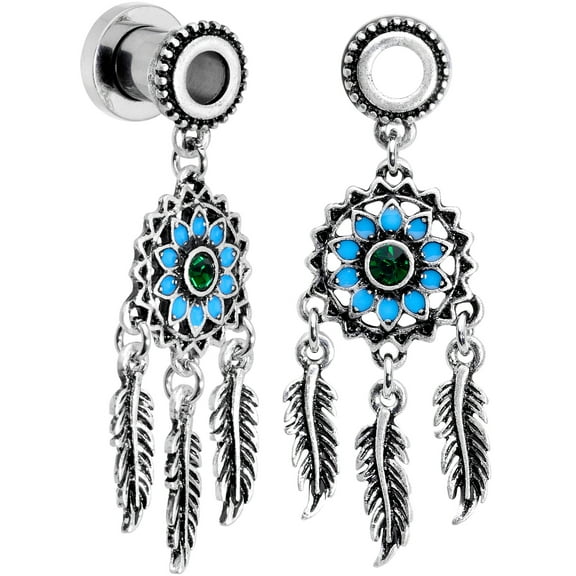 Body Candy 2Pc Steel 6G Double Flare Screw Fit Tunnel Plug Feather Ear Plug Gauges Set of 2