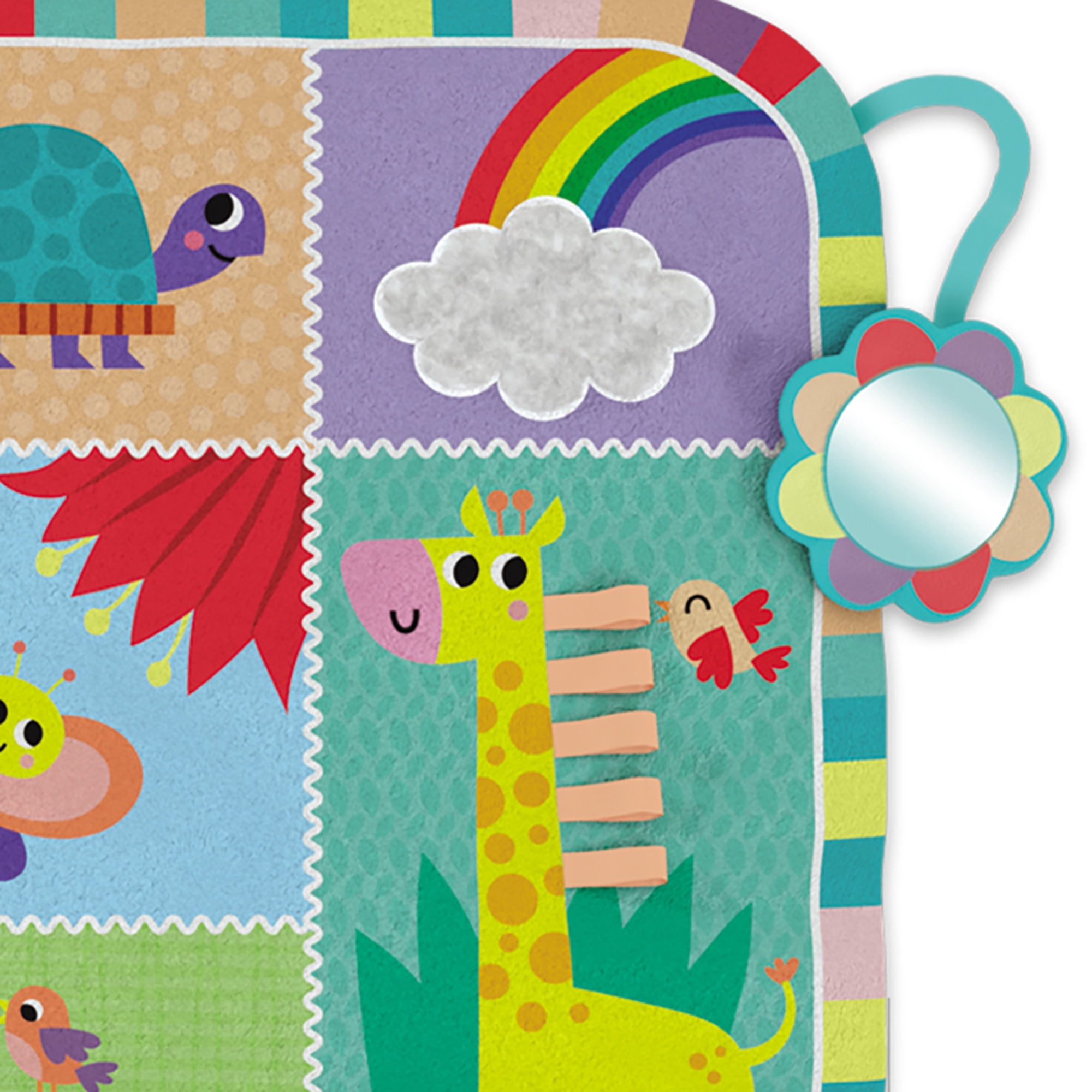 Kids Hits: Two-Sided Play Mat - My First Animals - 2-In-1 Reversible Sensory Floor Pad, Mirror-Ribbons-Squeaker, Tactile Touch Toy, Baby-Toddler 3Mo+