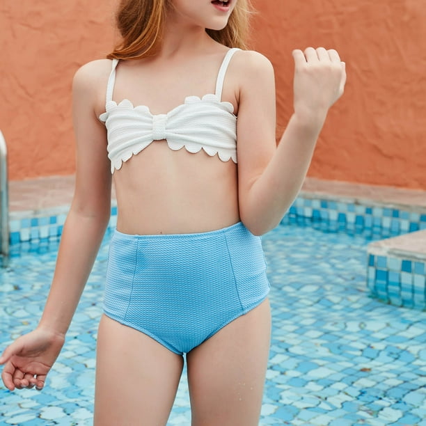 Ketyyh-chn99 Girls Swimwear Swim Skirt Infant Baby Girl Bikini Swimsuit 2  Piece Bathing Suit Halter Top Bikini Bottoms Swimming Suit White,150