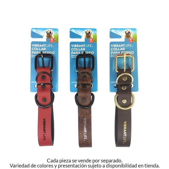 Collar para Perro Vibrant Life De Cuero Recuperado Talla Grande Varios Colores 1 Pza