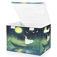 thumbnail image 2 of Storage Box With Lid 16.5x12.6x11.8In Foldable Stacked Household Storage Box Moon Boat, 2 of 7