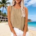 thumbnail image 6 of GZWYHT Linen Tank Tops For Women，Spring Summer Gauze Shirts Sleeveless Crewneck Basic Camisole Casual Sleeveless Loose Fit Comfy Lounge Wear Solid Color, 6 of 8