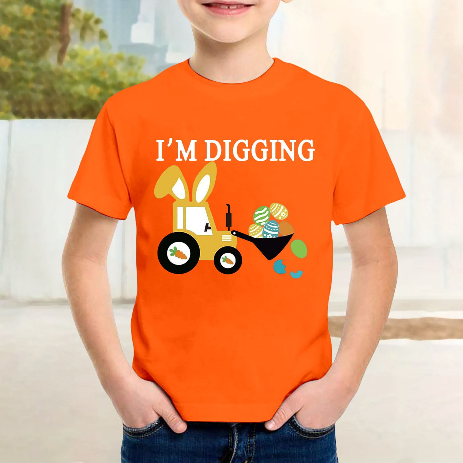 Tee Shirt Enfant Garcon Toddler Kids Boys Summer Excavator Print