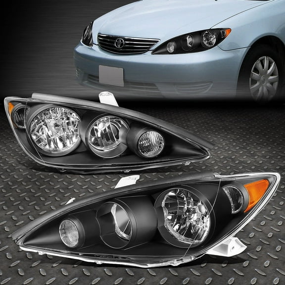 NUVISION for 05-06 Toyota Camry Factory Style Black Housing Amber Corner Headlight Lamps