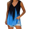 thumbnail image 1 of Playeras,Blusas y Tops,Ropa para Mujer Recortada camisetas sin mangas para las mujeres Mujeres Casual Tie Dye Impresión Cuello en V Sin mangas Chaleco Camiseta Blusa Tops (Blue, XXL), 1 of 6
