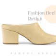thumbnail image 4 of BLISSFUL STEP Women's Chunky Heels Pointed Toe Slip on Slide Mules Beige US 5.5, 4 of 6