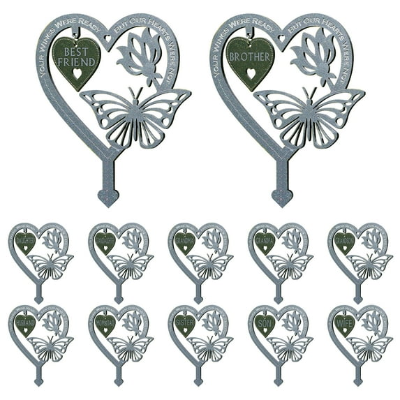 Dream Lifestyle Memorial Plaque Stake,Heart-Shaped Butterfly Flower Plaque Stake,Memorial Gift for Loss of Family,Condolences/Grief Gifts for Grave/Funeral/Garden Decor,Waterproof