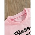 thumbnail image 4 of Hirigin Toddler Baby Girl Summer Clothes 6 12 18 Months 2T 3T 4T Short Sleeve Letter Print Shirt Tops + Solid Color Shorts 2Pcs Outfits Sets, 4 of 8