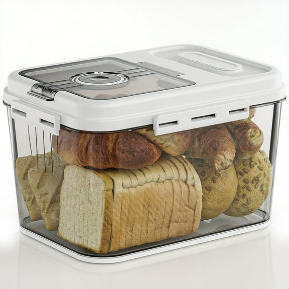 Bread Box for Kitchen Countertop 11.6 x 7.87 x 8.27 Inch Airtight Bread Storage Container Time Recording Bread Keeper with Lid for Toast, Loaf and Cookies