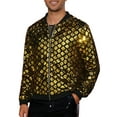 thumbnail image 4 of INSPIRE CHIC Men's Jacket Argyle Sequin Baseball Jacket Party Club Shiny Jacket XL Golden, 4 of 6