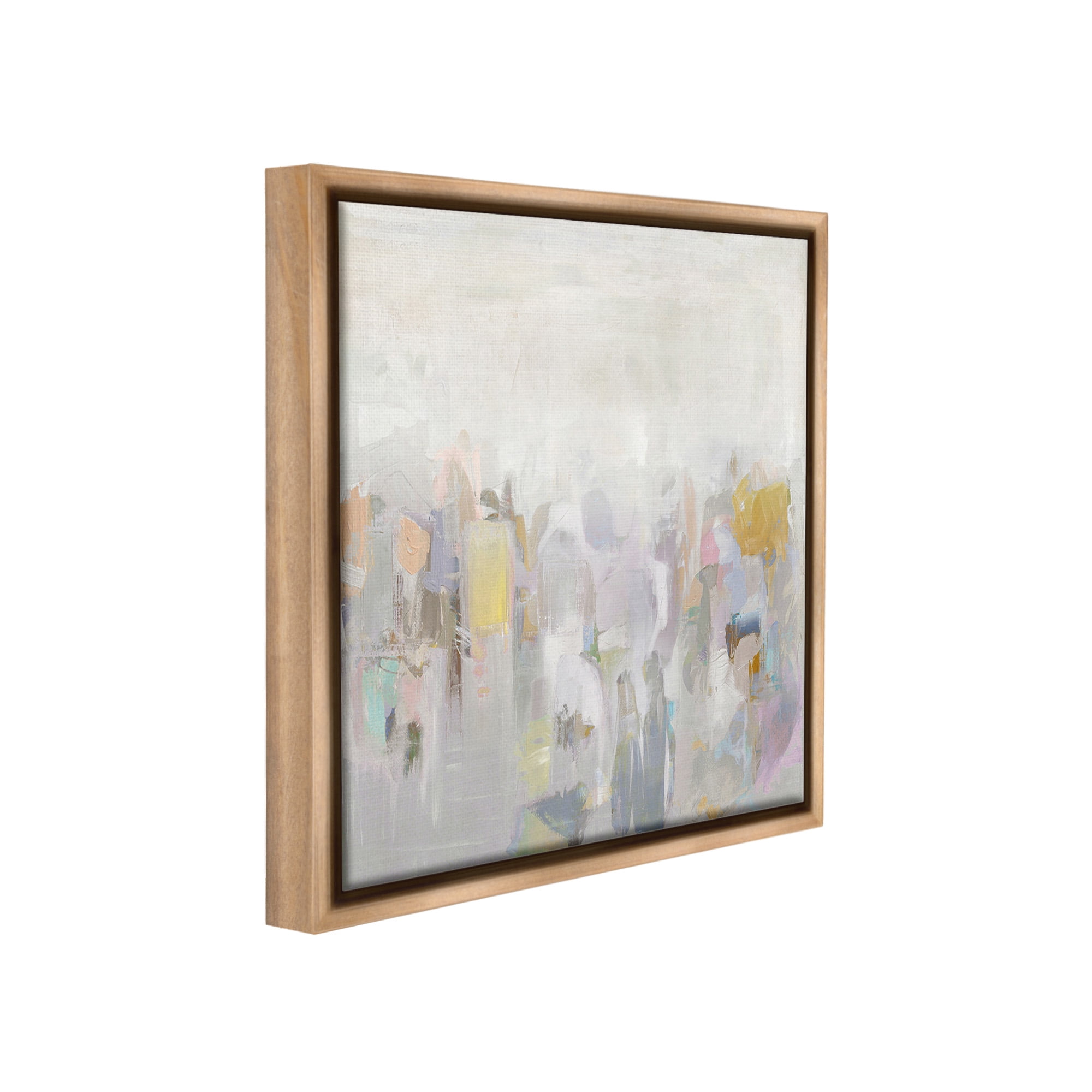 Stupell Industries Soft Grey Horizon Abstract Painting Brown Floater Framed Canvas Art Print Wall Art, 25 x 25