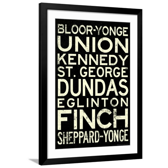 Art.com Toronto Metro Stations Vintage RetroMetro Travel Art Print, Black Frame Wall Art, 32" x 44"