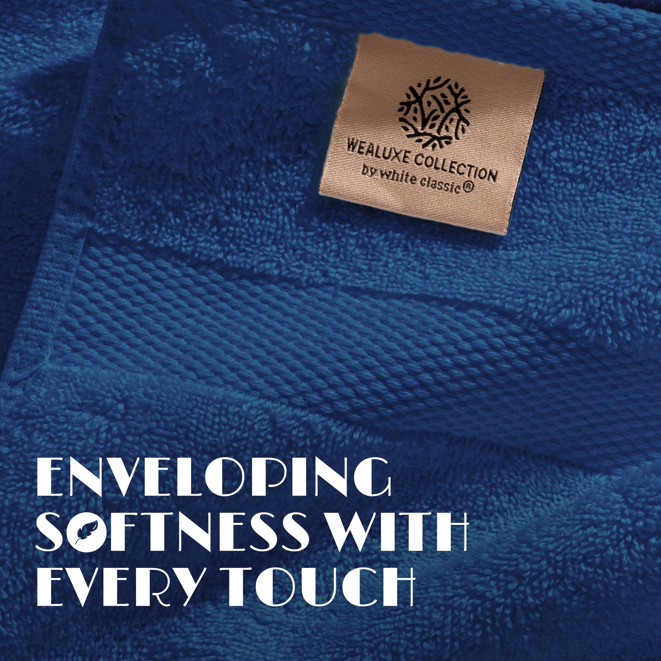 White Classic Luxury 650 Gsm Cotton Bath Sheet Towels, Extra Large Bathroom Towels Oversized, Navy Blue, 35 x 70, 2 Pack