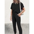 thumbnail image 4 of Womens Short Sleeve Two Piece Outfits Loungewear Sweatsuit Sets Outfits Athletic Tracksuits, 4 of 6