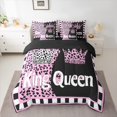 thumbnail image 2 of Castle Fairy Boys Girls Happy Valentine's Day Twin Bedding Sets 7-Piece,King And Queen Crown Bedding Comforter Set Microfiber,Animal Leopard Print Breathable Sheet Sets,Microfiber Bedroom Decor, 2 of 8