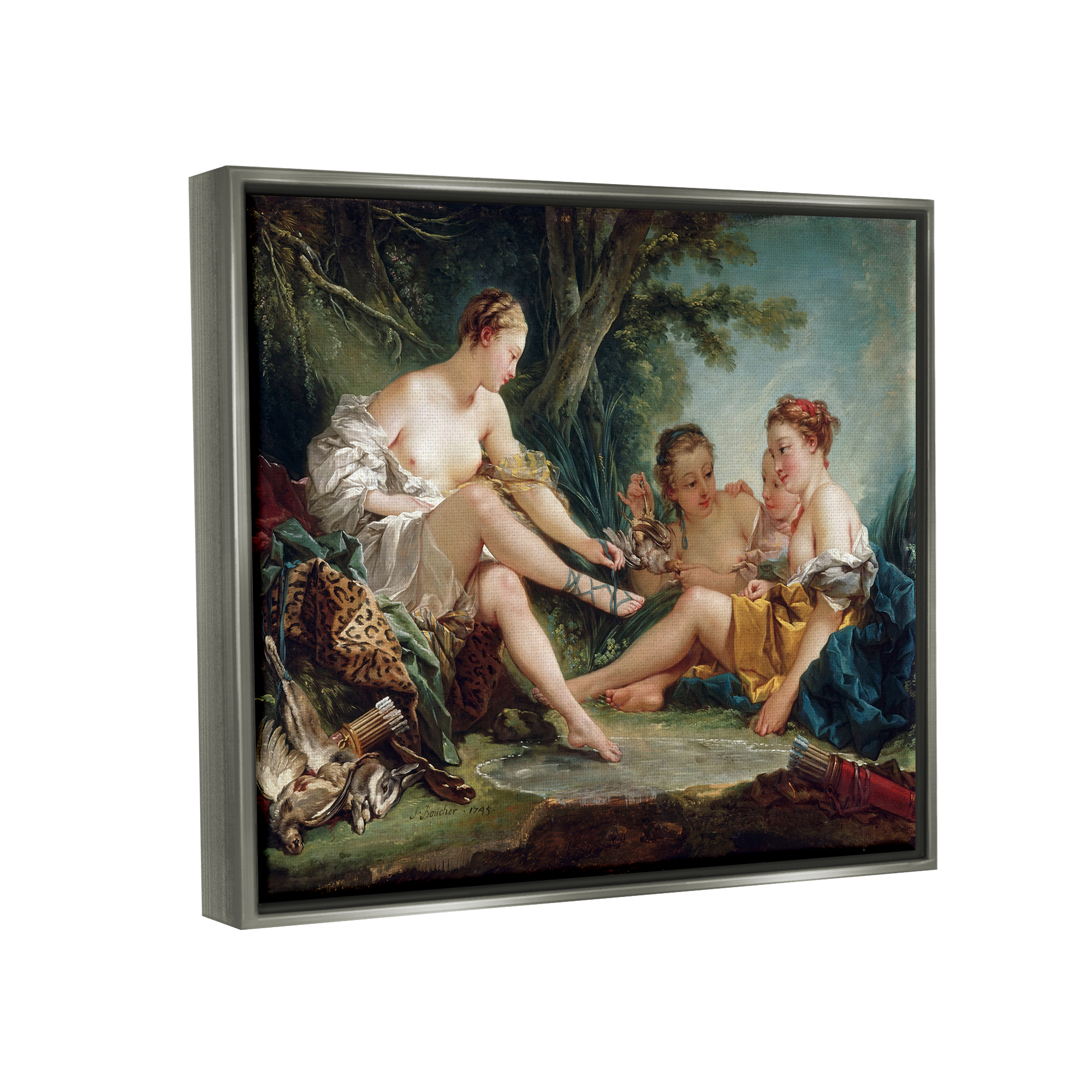 Stupell Industries Diana After the Hunt Francois Boucher Classic Painting Painting Luster Gray Floating Framed Canvas Print Wall Art, Design by one1000paintings