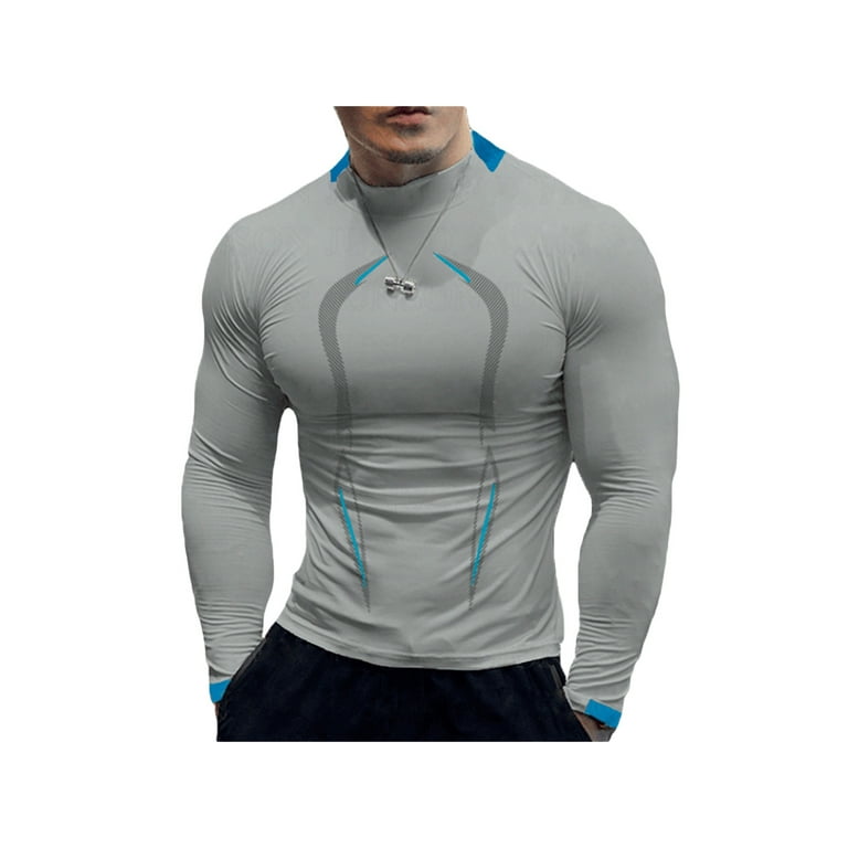 Men Long Sleeve Compression T Shirts Quick Drying Tops Athletic Workout  Fitness Running Shirt Rash Guard 