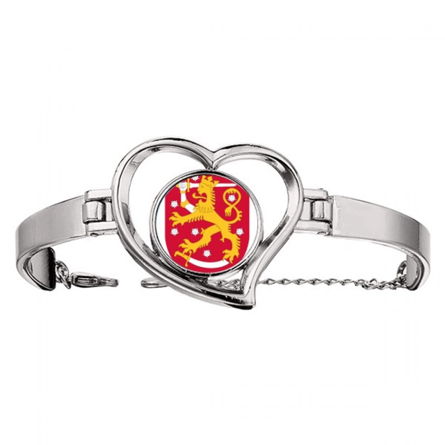 Pulsera Unbranded emblema nacional Finlandia Europa en forma de corazón M