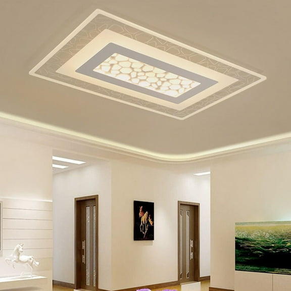 Miumaeov Modern Square Acrylic LED Ceiling Light Flush Mount Pendant Lamp Dimmable Chandelier with Remote Control
