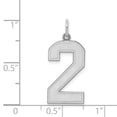 thumbnail image 4 of Sterling Silver Large Satin Number 2 Charm Pendant, 4 of 4