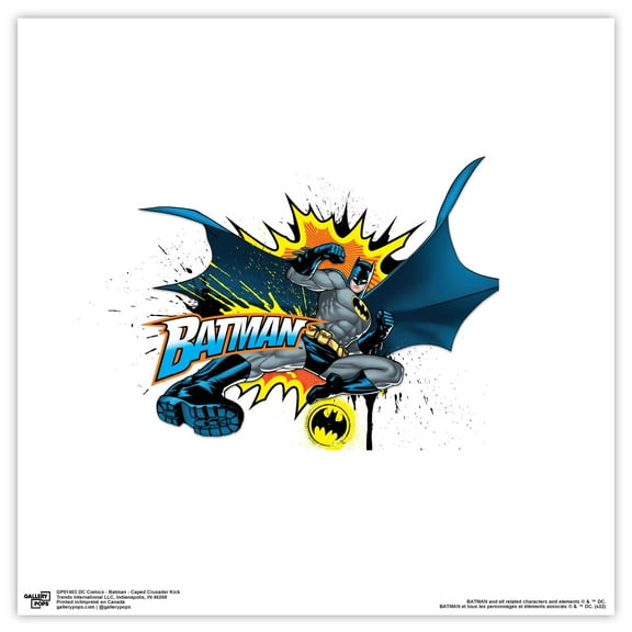 Gallery Pops DC Comics Batman - Caped Crusader Kick Wall Art, Unframed Version, 12" x 12"