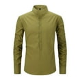 thumbnail image 3 of Dagegui Mens Cotton Linen Henley Shirts Long Sleeve Collared Button Down Shirt Pullover Summer Beach T-Shirts with Chest Pocket Green L, 3 of 3