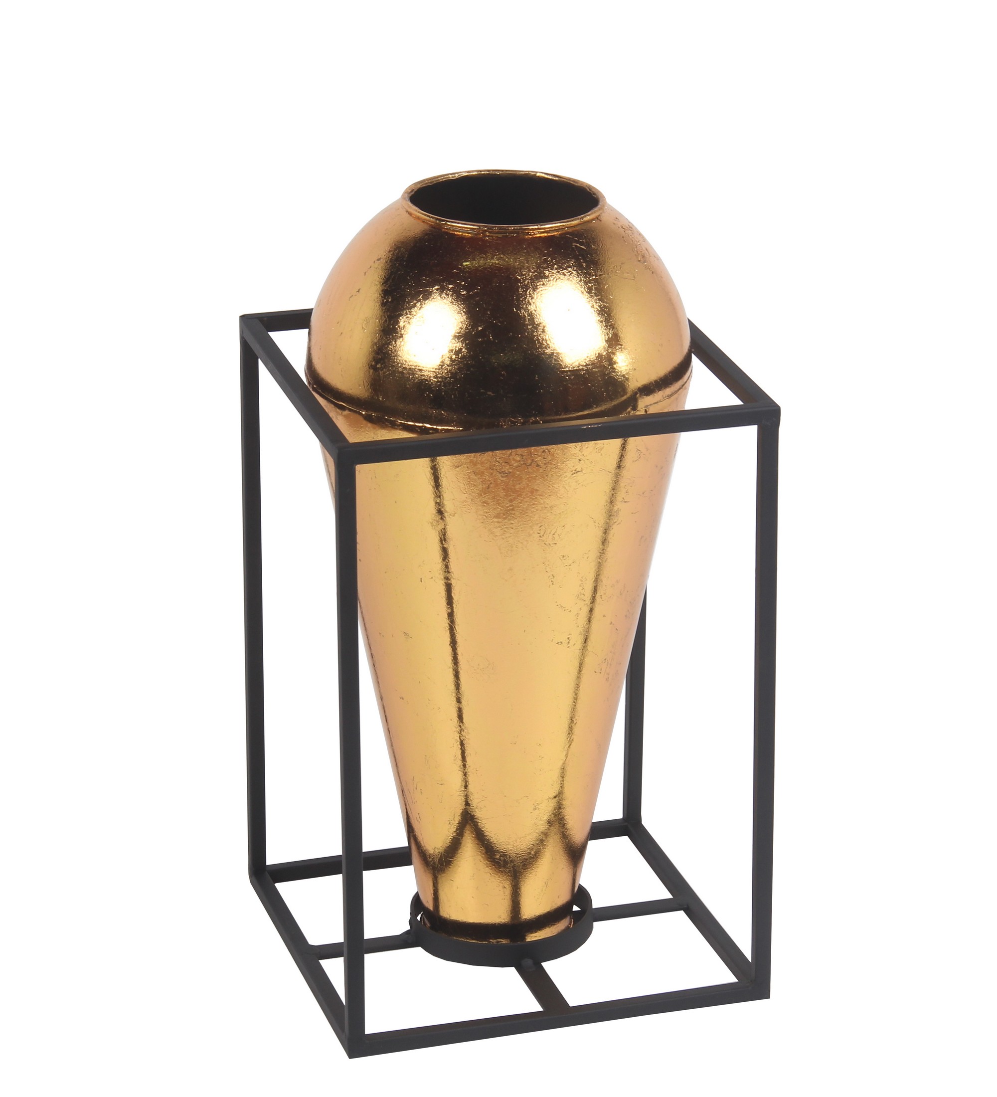 Privilege Small Gold Metal Vase In Metal Stand 14441