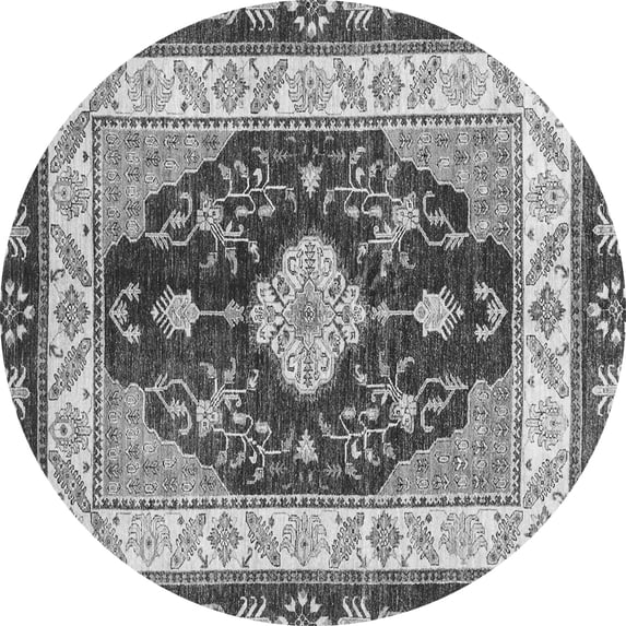 Ahgly Company Indoor Round Abstract Gray Modern Area Rugs, 5' Round