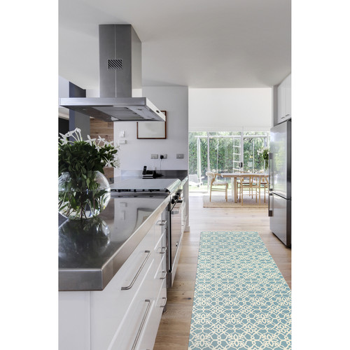Ruggable Hand Woven Aqua Blue/White Indoor/Outdoor Area Rug