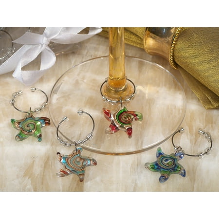 Murano art deco collection starfish design wine charms