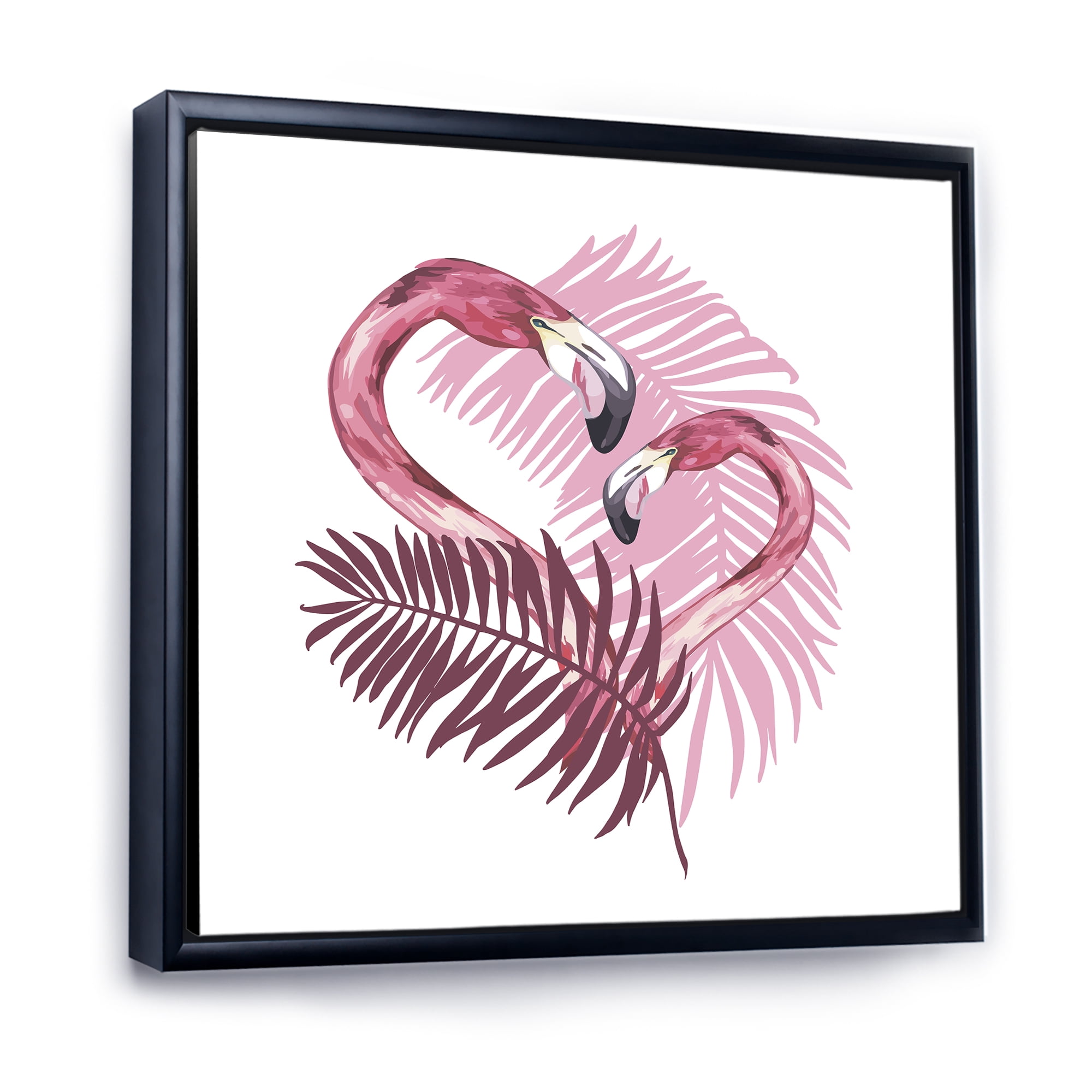 Designart 'Pink Flamingo In Tropical Summer I' Traditional Framed Canvas Wall Art Print