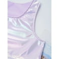 thumbnail image 6 of TiaoBug Kids Girls Shiny Metallic Jazz Hip Hop Dance Tank Crop Tops Vest Cheer Lead Performance Costume Light Purple 7-10, 6 of 7