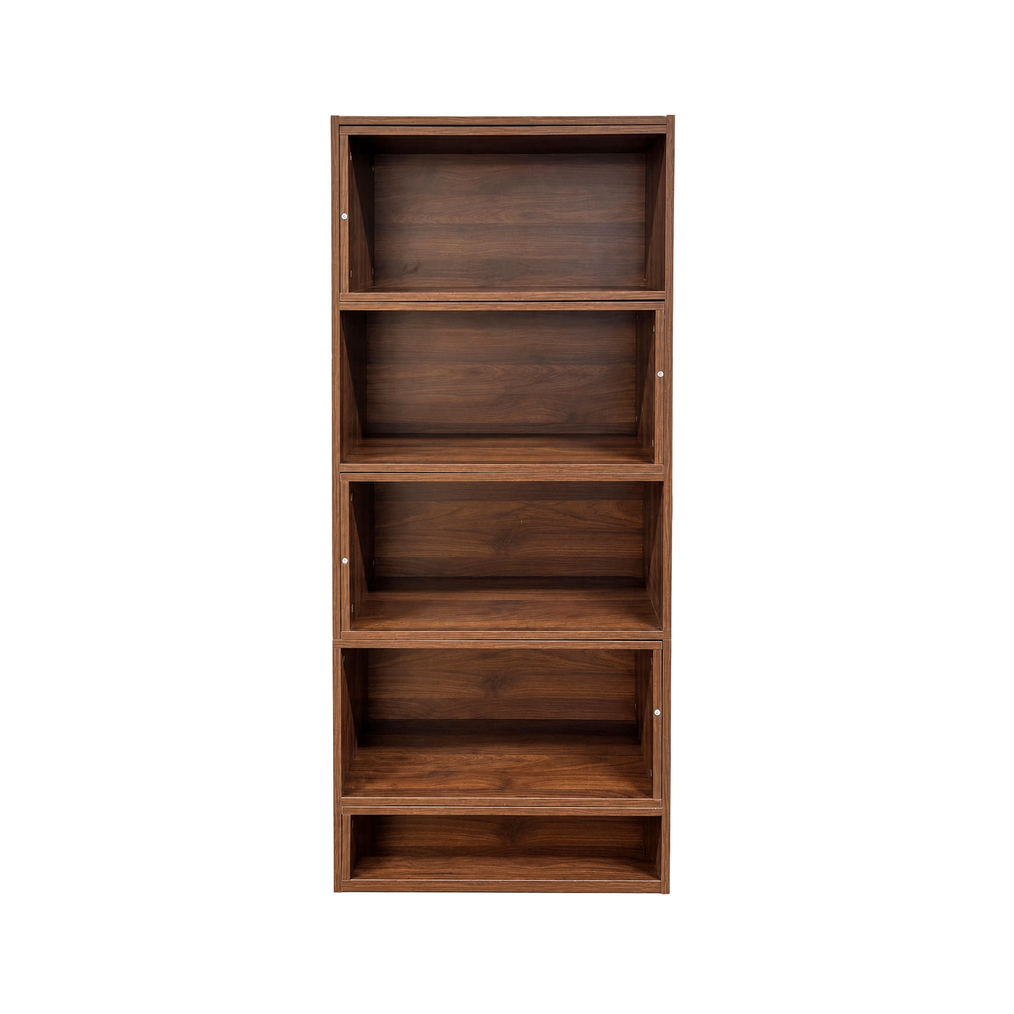 63"Tall Modular Bookshelf, 5-Tier Staggered Open Shelf Bookcase, Asymmetric Storage Display Rack