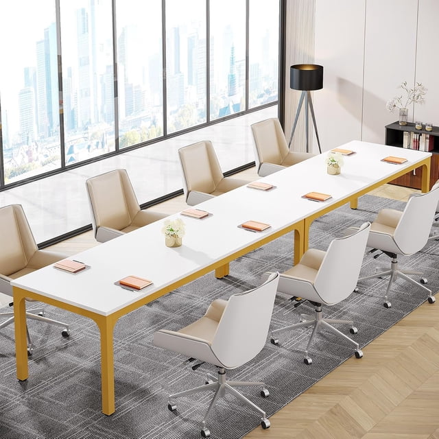 Tribesigns 6.5FT Conference Table, 78 Inch Rectangular Meeting Table with Metal Legs, Large Office Seminar Table for 6 to 8 People (Only Table)