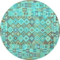 thumbnail image 1 of Ahgly Company Indoor Round Southwestern Light Blue Country Area Rugs, 8' Round, 1 of 4