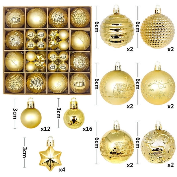 44 unids/caja 3cm/6cm bolas decorativas navideñas juego de bolas de Navidad adornos de bolas para Navidad